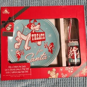 Disney Holiday Cheer Plate and Glass Set - Red and Blue